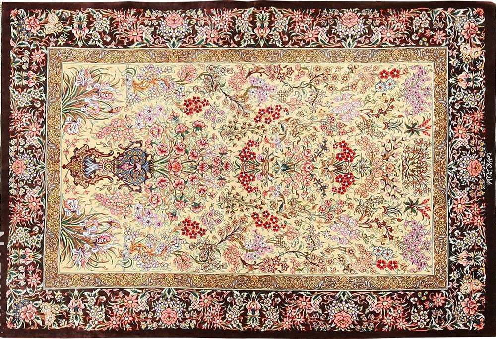Modern Persian Silk Qum Rug Modern Persian Silk Qum Rug #49405 by Nazmiyal Antique Rugs