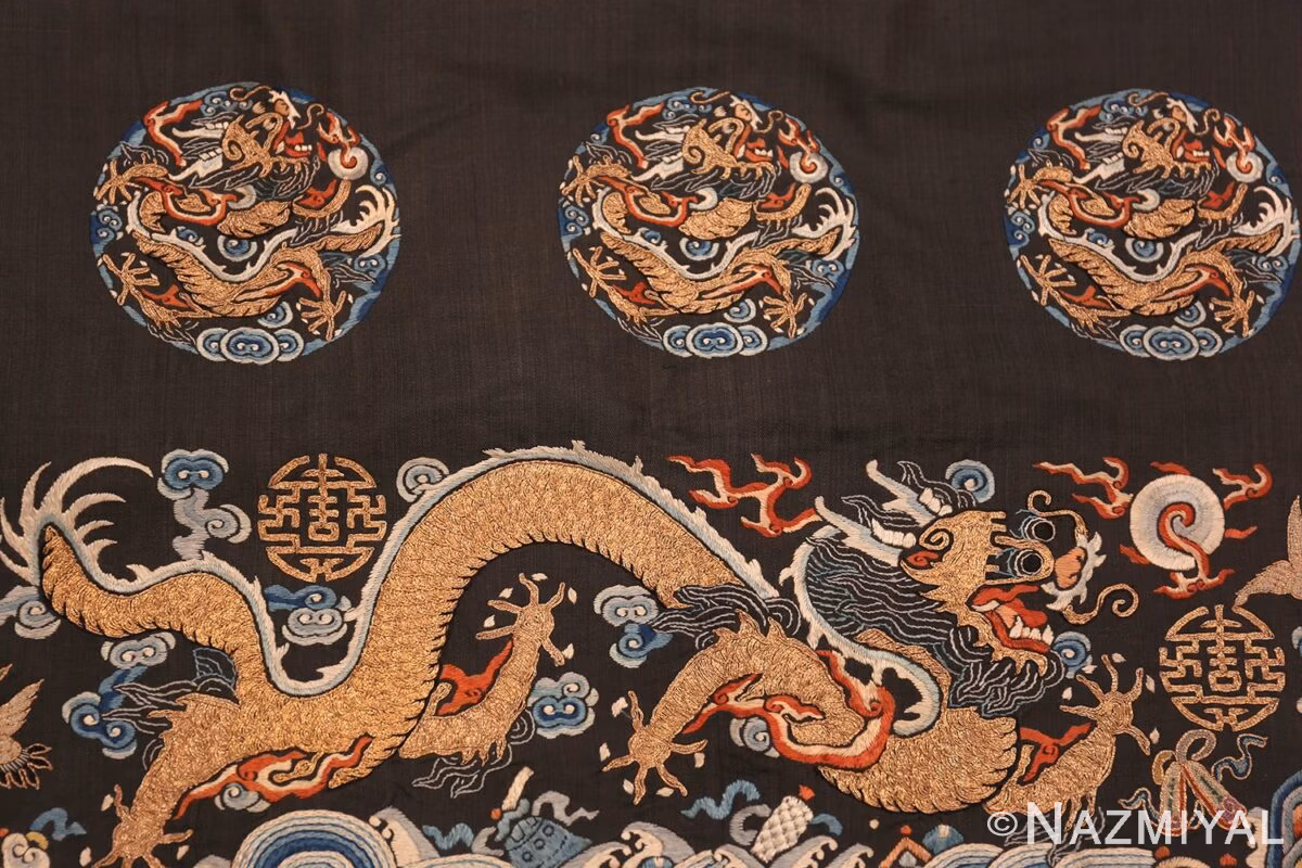 Dragon Of Antique Chinese Embroidery 46115 by Nazmiyal NYC
