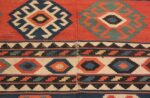 Close Up Antique Tribal Caucasian Kuba Kilim Rug 70412 by Nazmiyal NYC