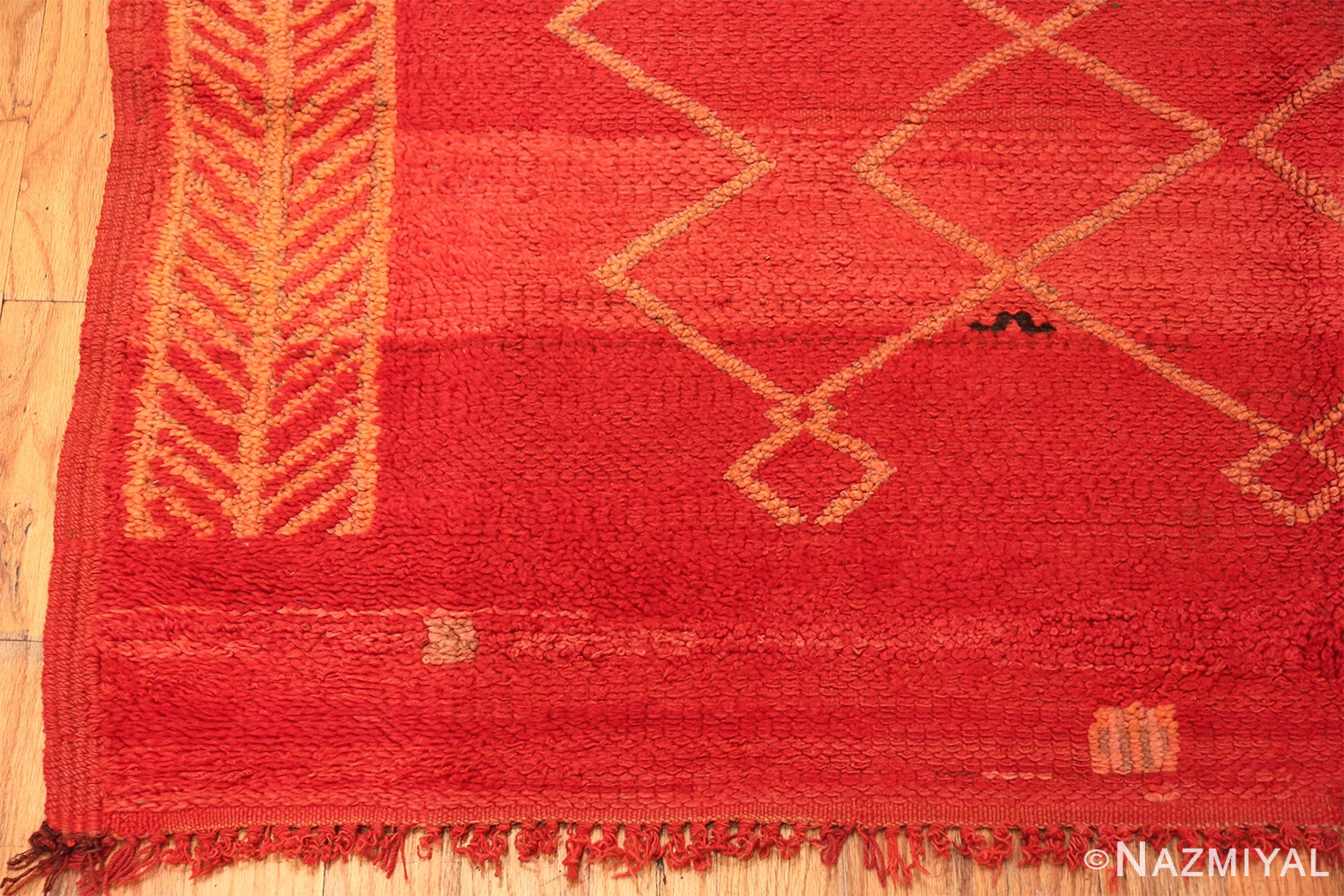 Corner Of Vintage Moroccan Red Rug 70536 by Nazmiyal NYC