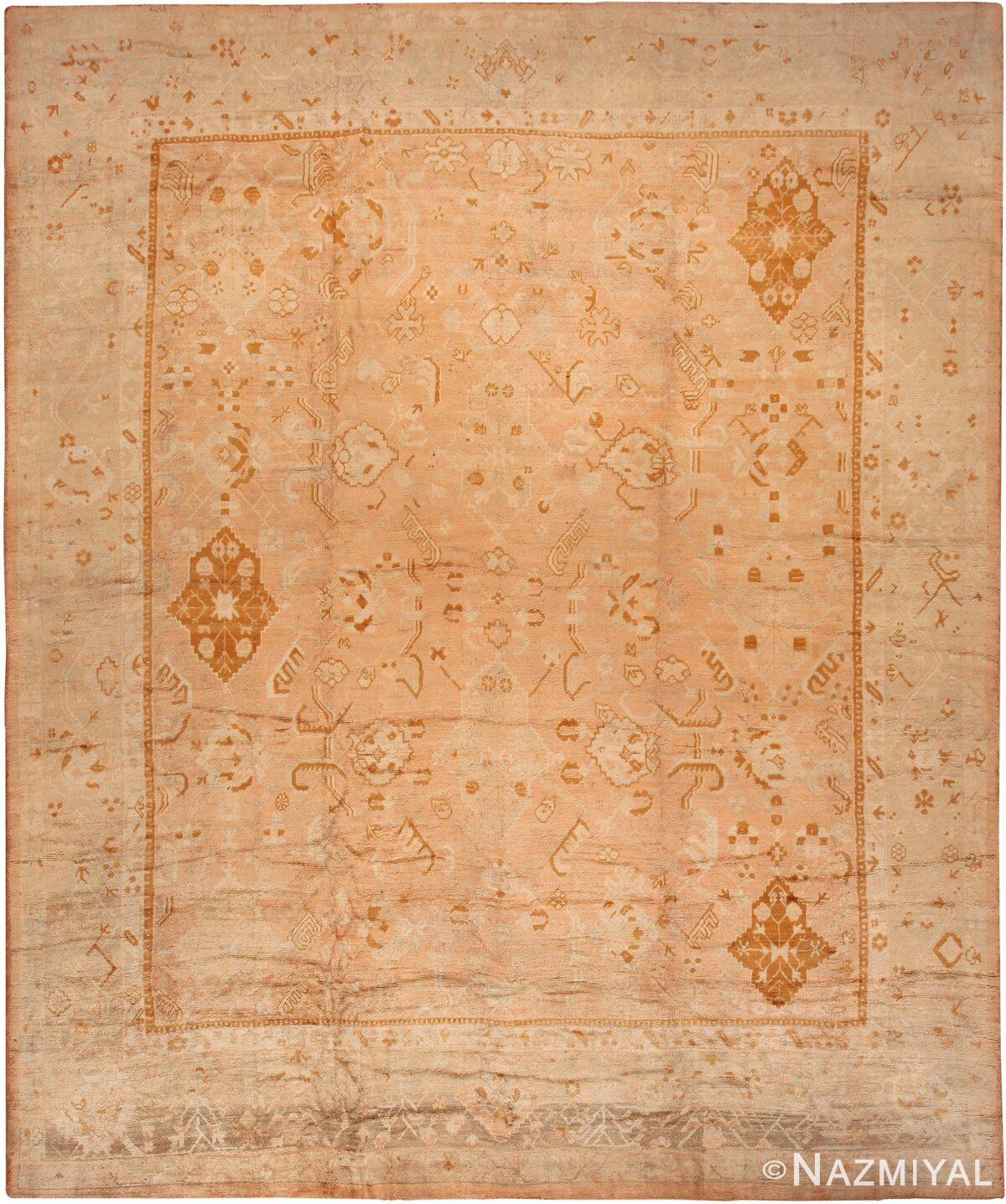 Large Antique Turkish Oushak Rug 70519 by Nazmiyal NYC