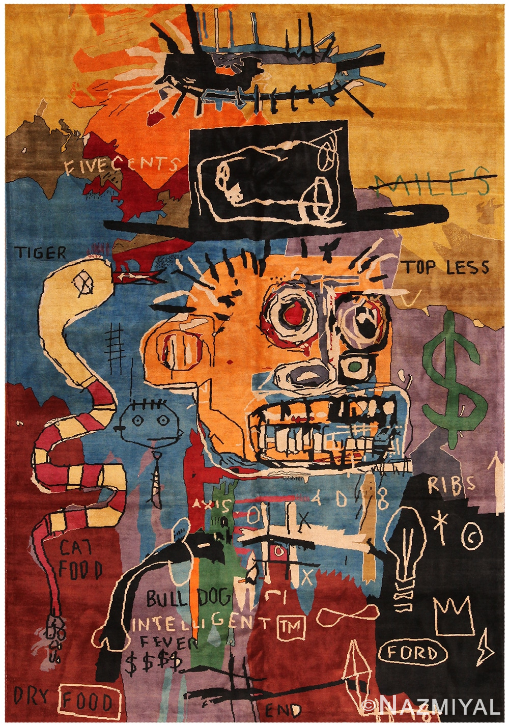 Modern Basquiat Inspired Art Rug 70550 by Nazmiyal NYC