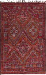Back Of Geometric Folk Art Vintage Moroccan Rug 70562 by Nazmiyal NYC