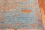 Corner Of Modern Blue Floral Oushak Rug 60075 by Nazmiyal NYC