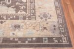 Corner Of Modern Floral Oushak Rug 60074 by Nazmiyal NYC