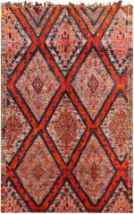 Folk Art Vintage Geometric Moroccan Rug 70560 by Nazmiyal NYC