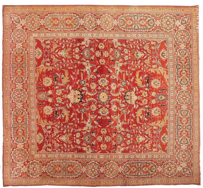 Large Square Antique Agra Indian Rug Large Square Antique Agra Indian Rug Nazmiyal