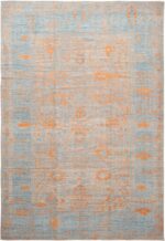 Modern Blue Floral Oushak Rug 60075 by Nazmiyal NYC