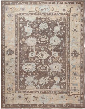 Modern Floral Oushak Rug 60074 by Nazmiyal NYC