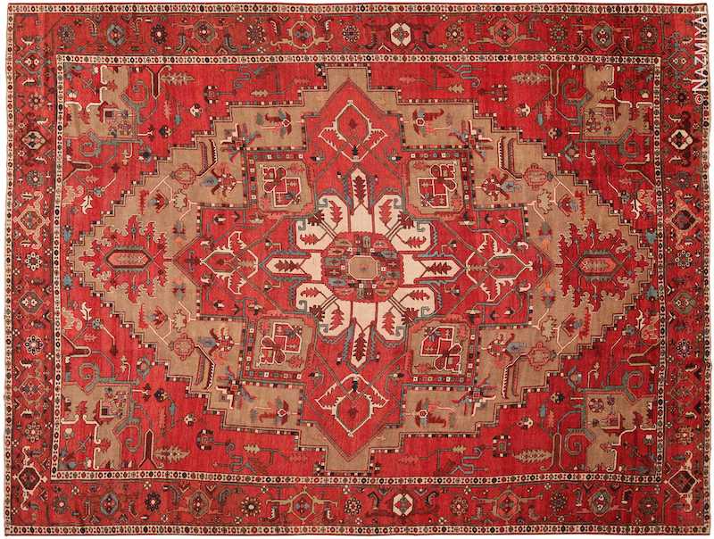 Large Geometric Antique Persian Serapi Rug Large Geometric Antique Persian Serapi Rug Nazmiyal