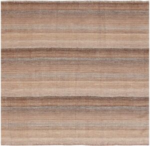 Small Square Size Modern Brown Persian Kilim Rug #60093 by Nazmiyal Antique Rugs