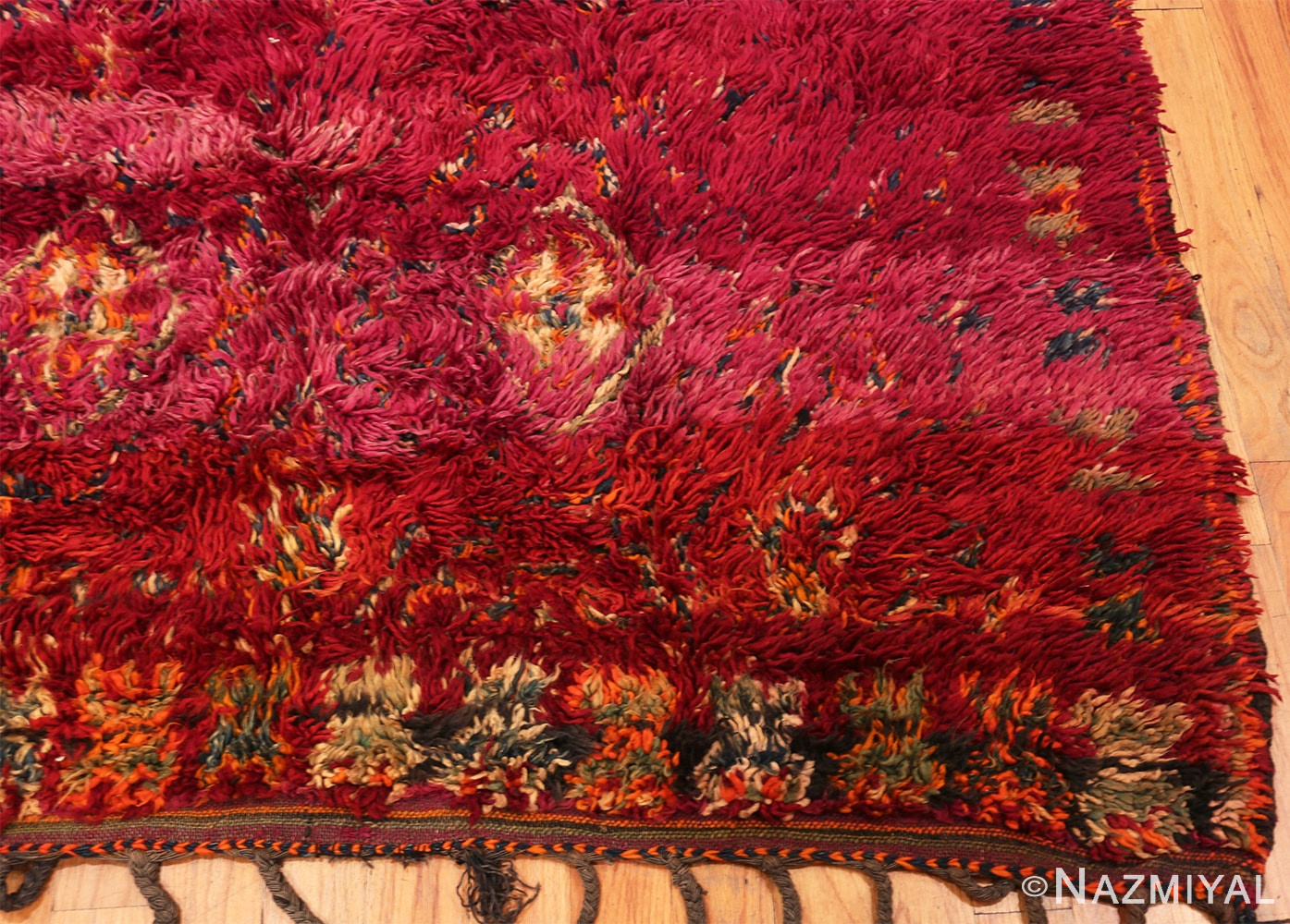 Corner Of Folk Art Vintage Purple Moroccan Rug 70557 by Nazmiyal NYC