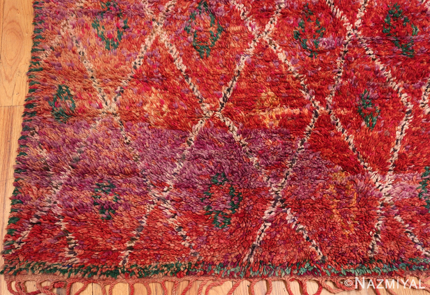 Corner Of Vintage Moroccan Geometric Purple Rug 70559 by Nazmiyal NYC