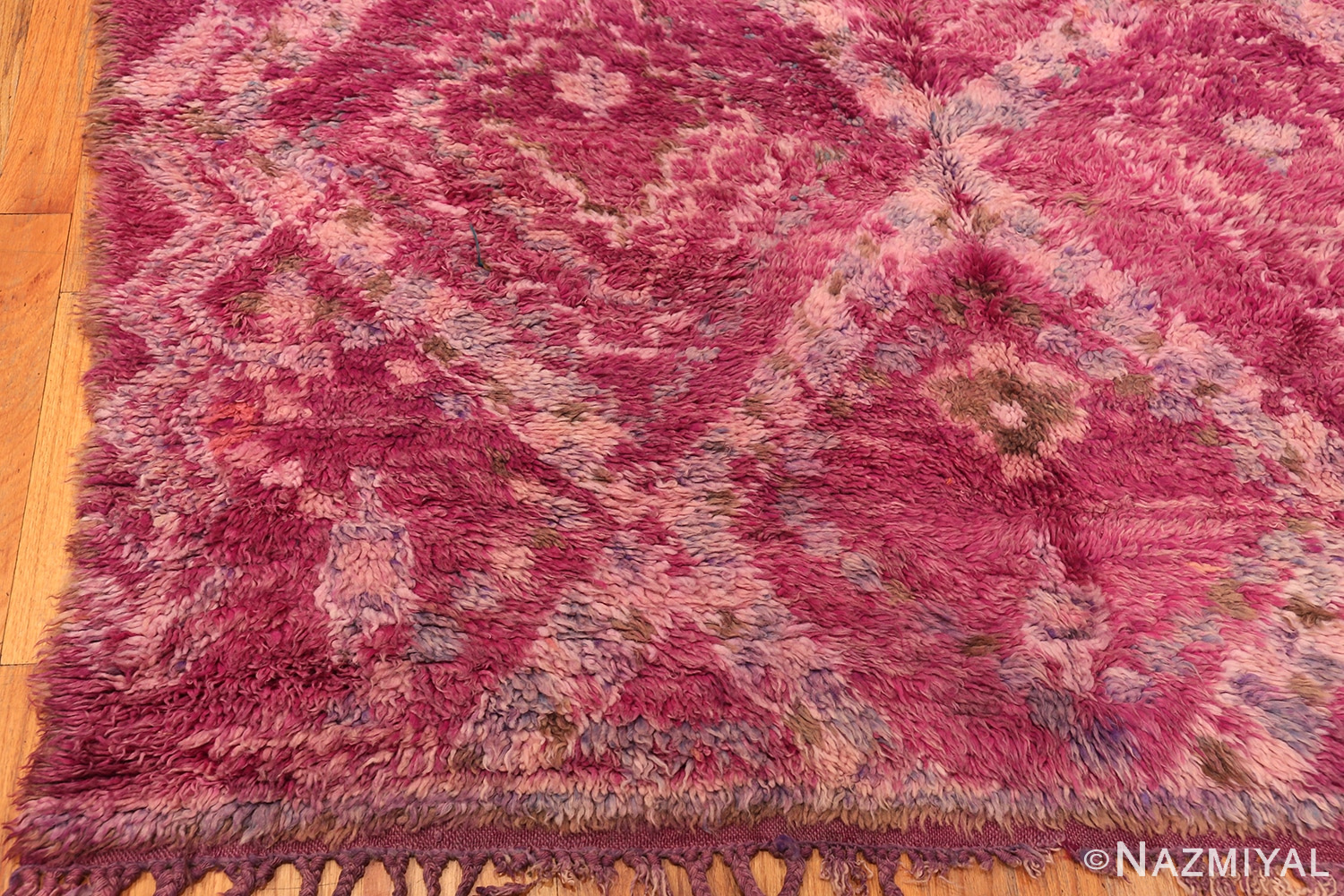 Corner Of Vintage Moroccan Berber Purple Rug 70566 by Nazmiyal NYC