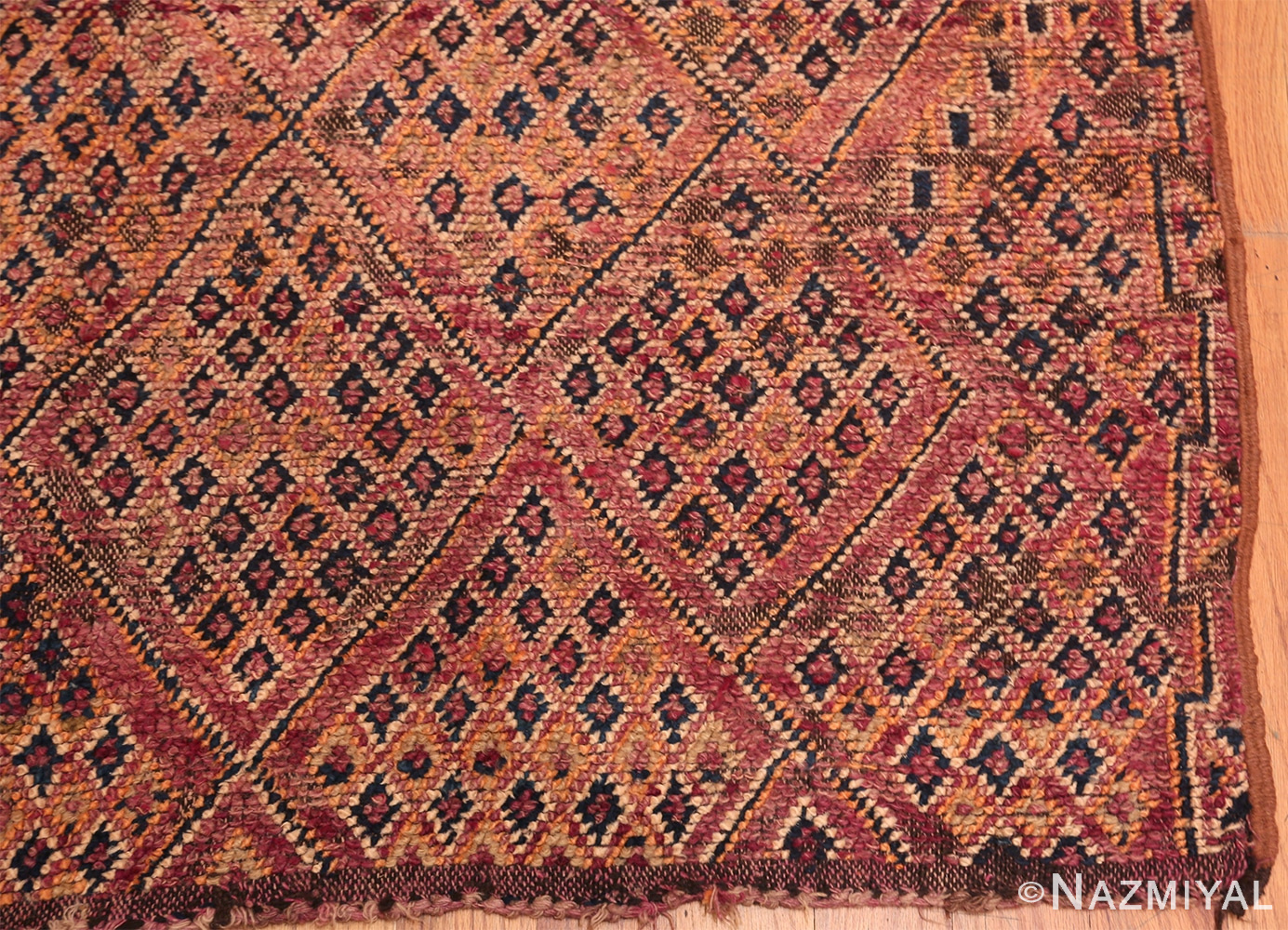 Corner Of Vintage Moroccan Purple Geometric Rug 70567 by Nazmiyal NYC