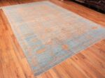 Whole View Of Modern Blue Floral Oushak Rug 60075 by Nazmiyal NYC