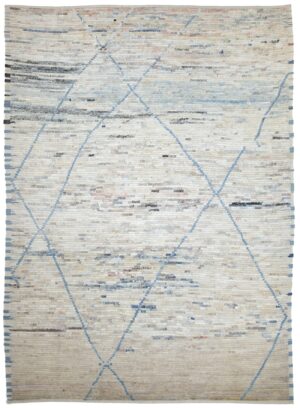 Beige Berber Design Modern Moroccan Style Afghan Rug 60161 by Nazmiyal NYC