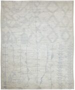 Beige Modern Moroccan Style Afghan Rug 60138 by Nazmiyal NYC
