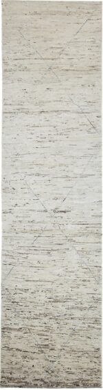 Beige Modern Moroccan Style Afghan Runner Rug 60167 by Nazmiyal NYC