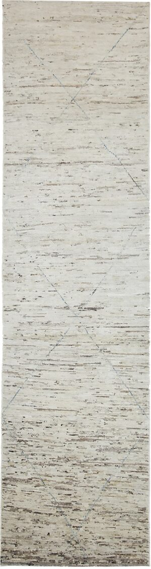 Beige Modern Moroccan Style Afghan Runner Rug 60167 by Nazmiyal NYC