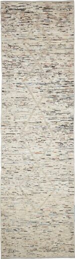 Beige Modern Moroccan Style Afghan Runner Rug 60188 by Nazmiyal NYC