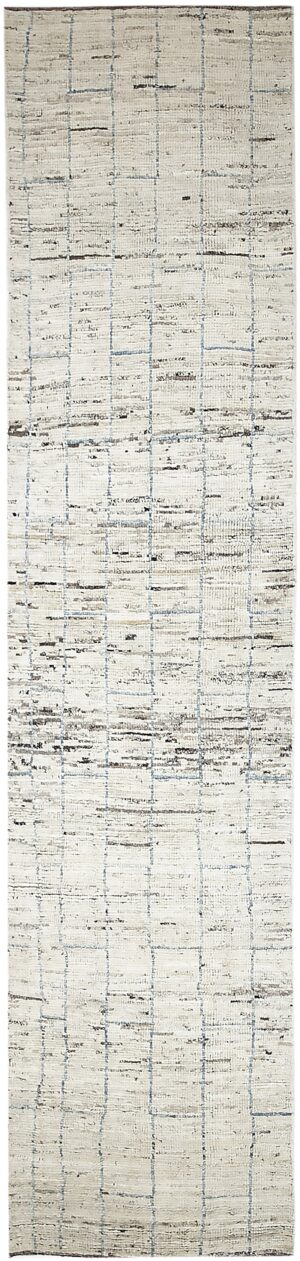 Beige Modern Moroccan Style Afghan Runner Rug 60182 by Nazmiyal NYC