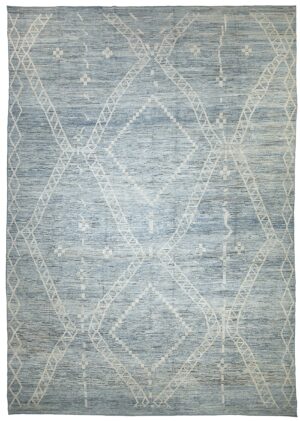 Blue Green Modern Moroccan Style Afghan Rug 60142 by Nazmiyal NYC