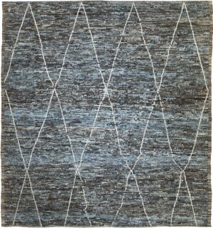 Brown and Blue Modern Moroccan Style Afghan Rug 60186 by Nazmiyal NYC