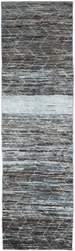 Brown and Blue Modern Moroccan Style Afghan Rug 60119 by Nazmiyal NYC