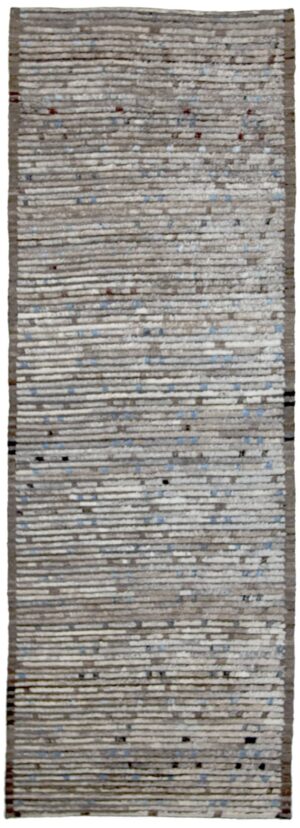 Brown Modern Moroccan Style Afghan Runner Rug 60162 by Nazmiyal NYC