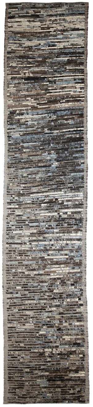 Brown Modern Moroccan Style Afghan Runner Rug 60164 by Nazmiyal NYC