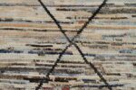 Close Up Geometric Beige Modern Moroccan Style Afghan Runner Rug 60152 by Nazmiyal NYC