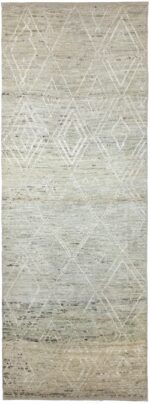 Cream Modern Moroccan Style Afghan Runner Rug 60181 by Nazmiyal NYC