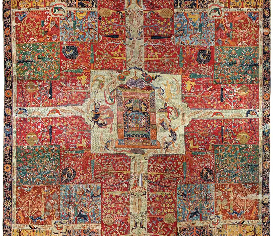 Chahar Bagh Rug At The Albert Hall Museum In Jaipur Detailed Image Of The Chahar Bagh Rug At The Albert Hall Museum In Jaipur by Nazmiyal Antique Rugs