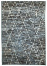 Geometric Blue and Brown Modern Moroccan Style Afghan Rug 60134 by Nazmiyal NYC
