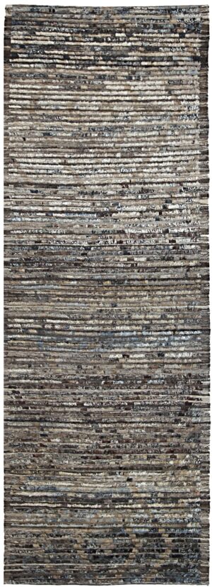 Geometric Brown Modern Moroccan Style Afghan Runner Rug 60171 by Nazmiyal NYC