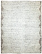 Geometric Cream Modern Moroccan Style Afghan Rug 60125 by Nazmiyal NYC