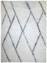 Geometric Ivory Modern Moroccan Style Afghan Rug 60115 by Nazmiyal NYC