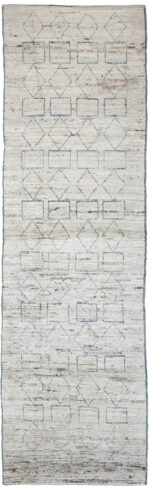 Ivory Berber Design Modern Moroccan Style Afghan Rug 60166 by Nazmiyal NYC