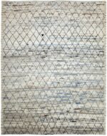 Ivory Modern Moroccan Berber Style Afghan Rug 60173 by Nazmiyal NYC