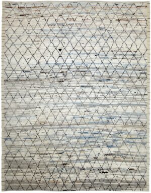Ivory Modern Moroccan Berber Style Afghan Rug 60173 by Nazmiyal NYC