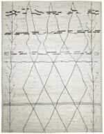 Ivory Tribal Modern Moroccan Style Afghan Rug 60160 by Nazmiyal NYC