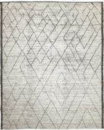 Ivory Tribal Modern Moroccan Style Afghan Rug 60178 by Nazmiyal NYC