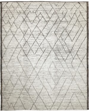 Ivory Tribal Modern Moroccan Style Afghan Rug 60178 by Nazmiyal NYC