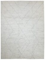 Soft Cream Modern Moroccan Style Afghan Rug 60116 by Nazmiyal NYC