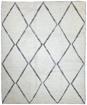Soft Grey Modern Moroccan Style Afghan Rug 60118 by Nazmiyal NYC