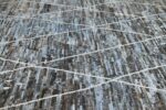 Texture Of Geometric Blue and Brown Modern Moroccan Style Afghan Rug 60134 by Nazmiyal NYC