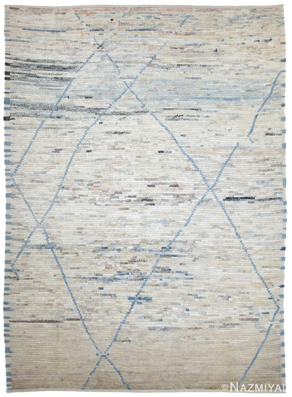 Beige Berber Design Modern Moroccan Style Afghan Rug 60161 by Nazmiyal NYC