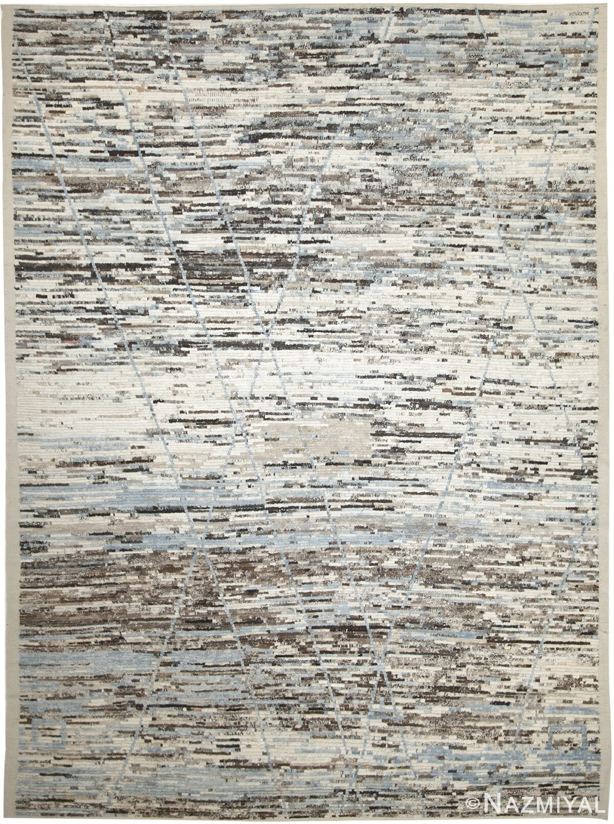 Beige and Brown Modern Moroccan Style Afghan Rug 60184 by Nazmiyal NYC