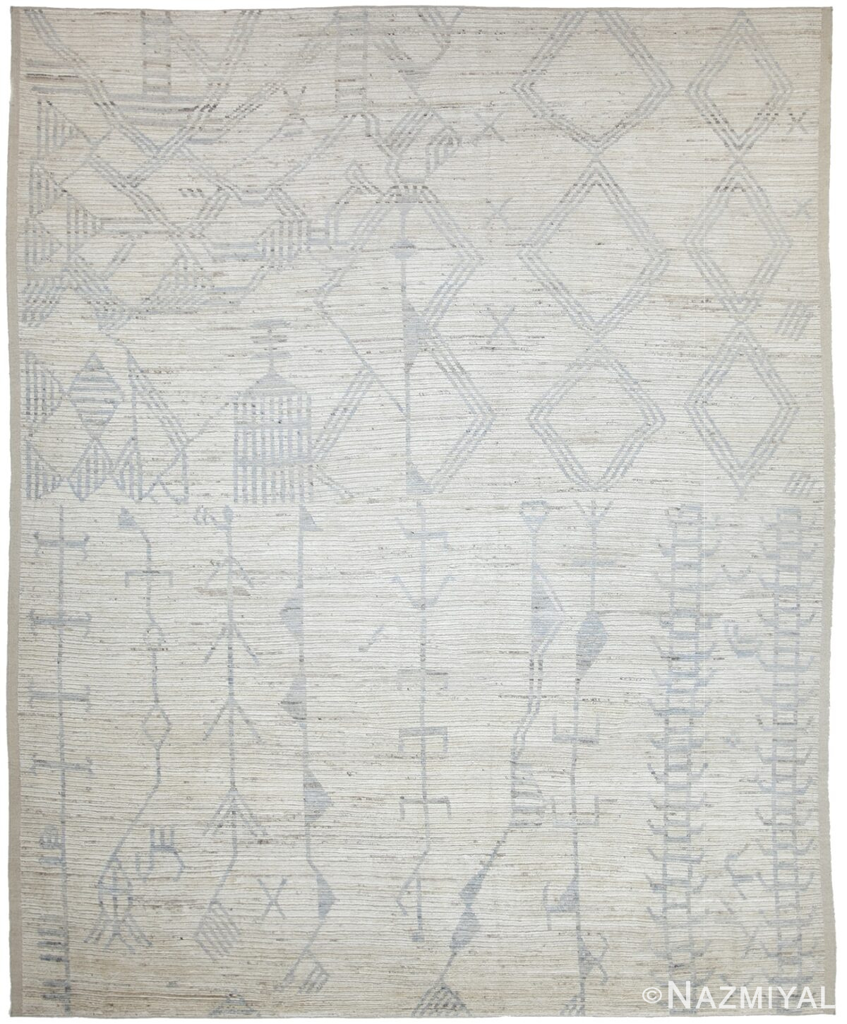 Beige Modern Moroccan Style Afghan Rug 60138 by Nazmiyal NYC